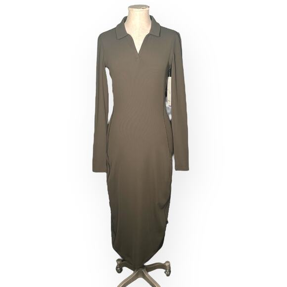 New LULULEMON Ribbed Luxtreme Polo Collared Midi Dress Athleisure Golf Brunch - Picture 2 of 12